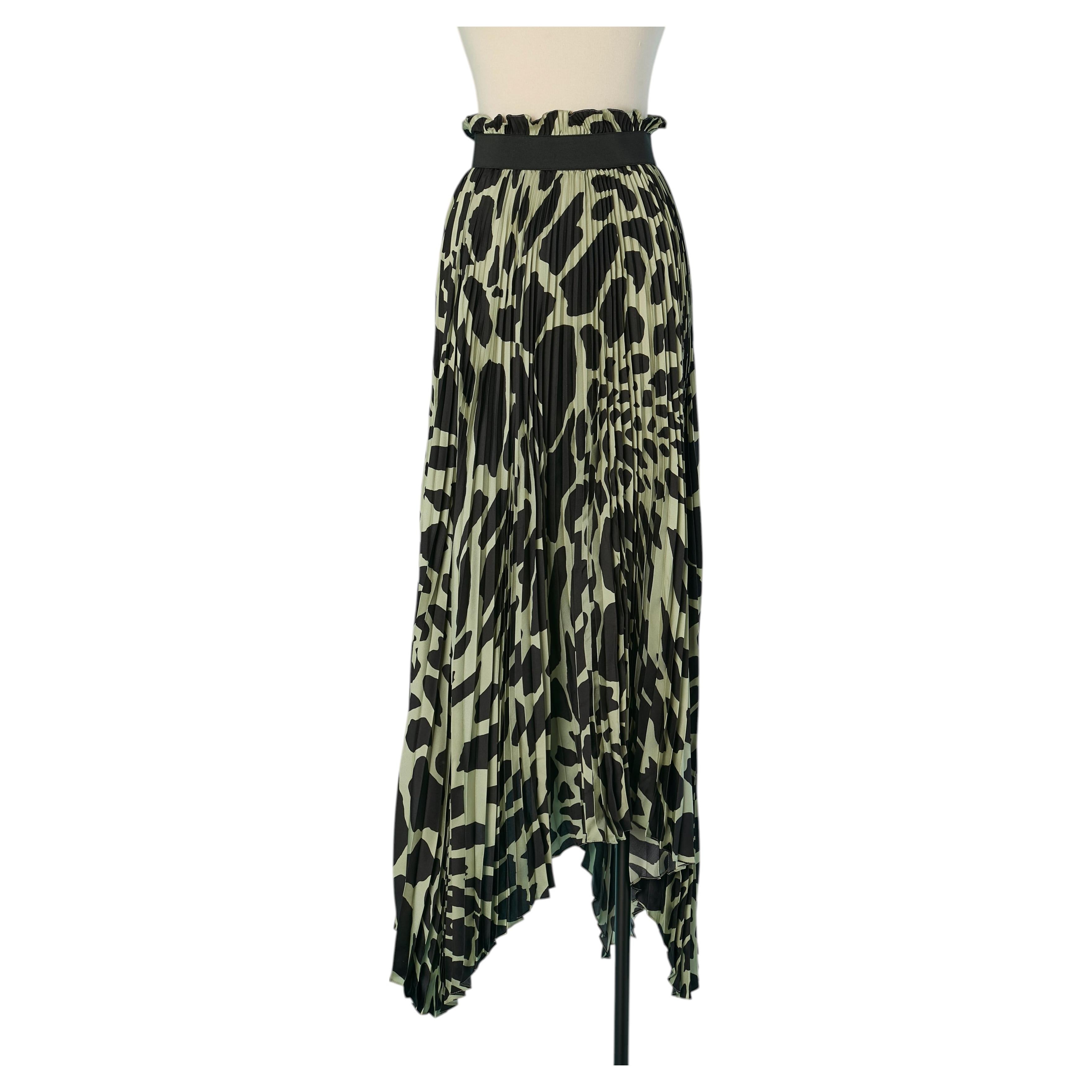 Asymmetrical silk Twill pleated and printed skirt ALEXANDRE VAUTHIER For Sale