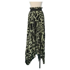 Asymmetrical silk Twill pleated and printed skirt ALEXANDRE VAUTHIER