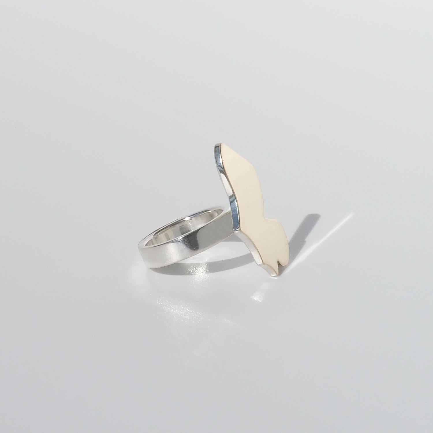 Asymmetrical Silver and Gold Ring by Swedish Master Sigurd Persson Year, 1978 For Sale 3