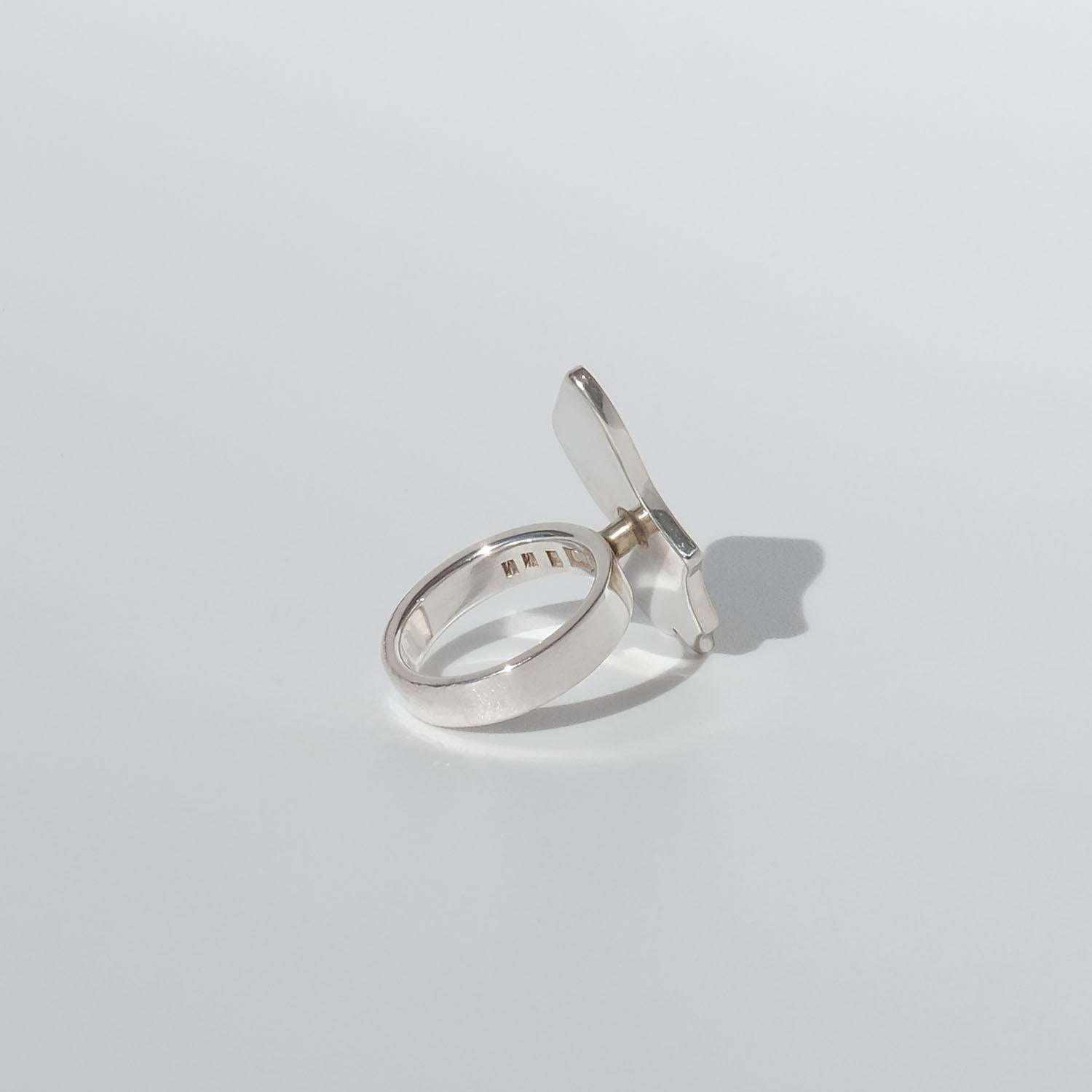 Asymmetrical Silver and Gold Ring by Swedish Master Sigurd Persson Year, 1978 For Sale 4