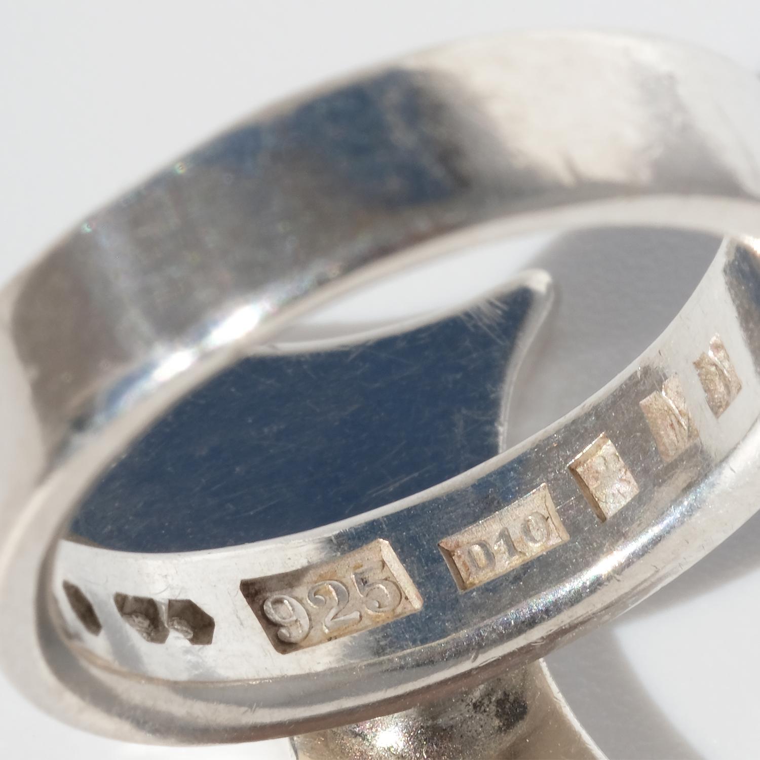 Asymmetrical Silver and Gold Ring by Swedish Master Sigurd Persson, Year 1978 For Sale 2