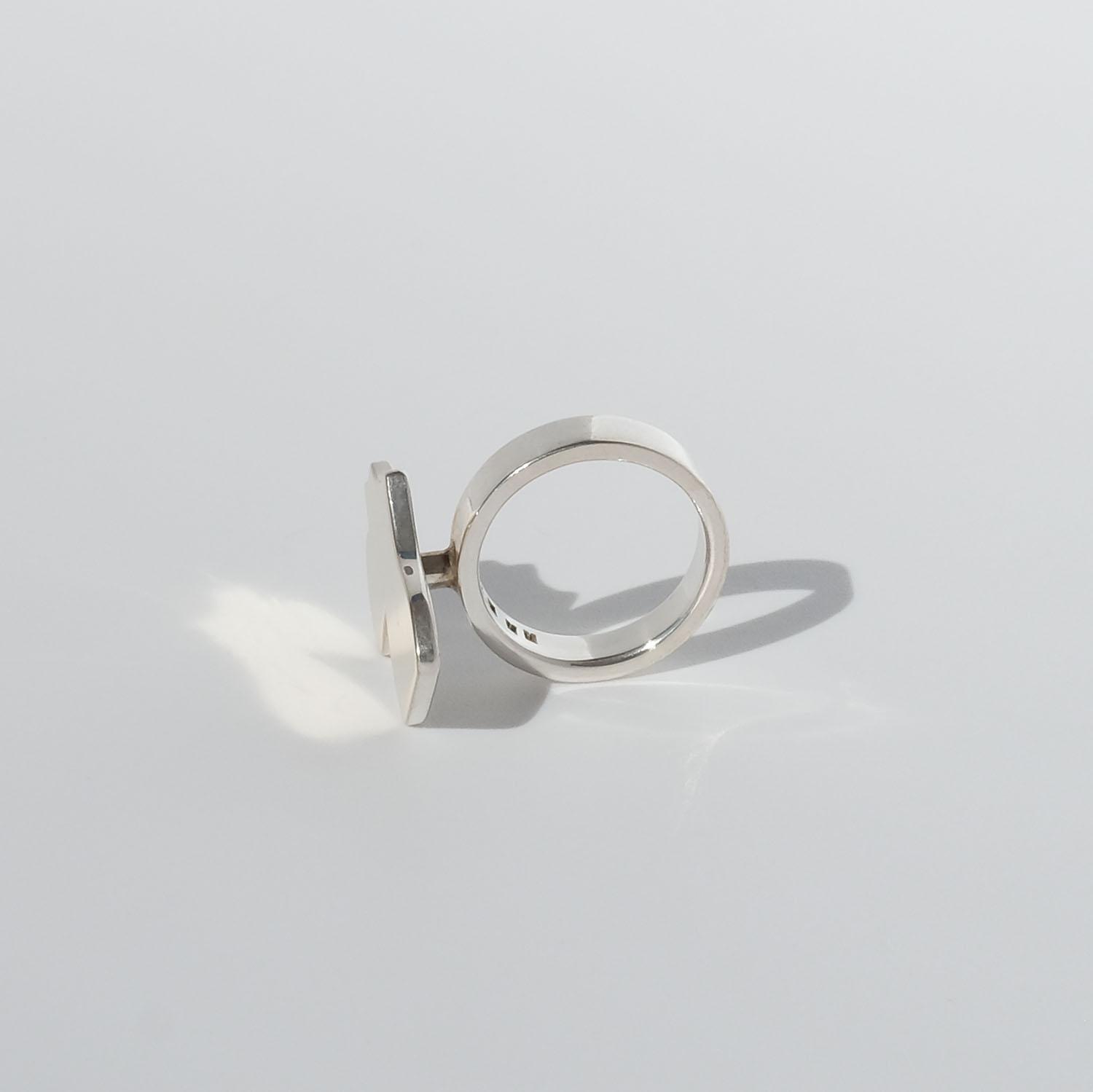 Asymmetrical Silver and Gold Ring by Swedish Master Sigurd Persson Year, 1978 For Sale 1