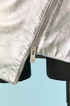 Asymmetrical silver leather mini dress ALEXANDRE VAUTHIER Couture