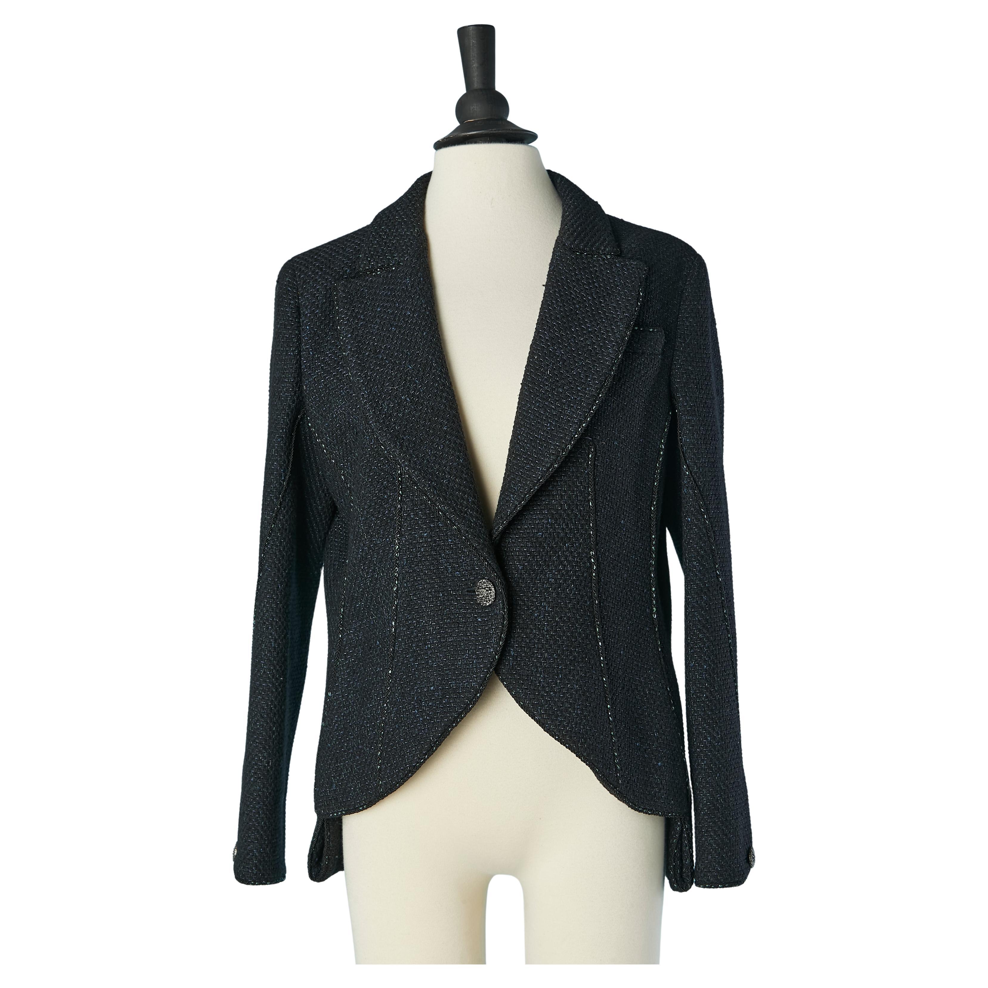 Giacca asimmetrica monopetto in tweed Chanel