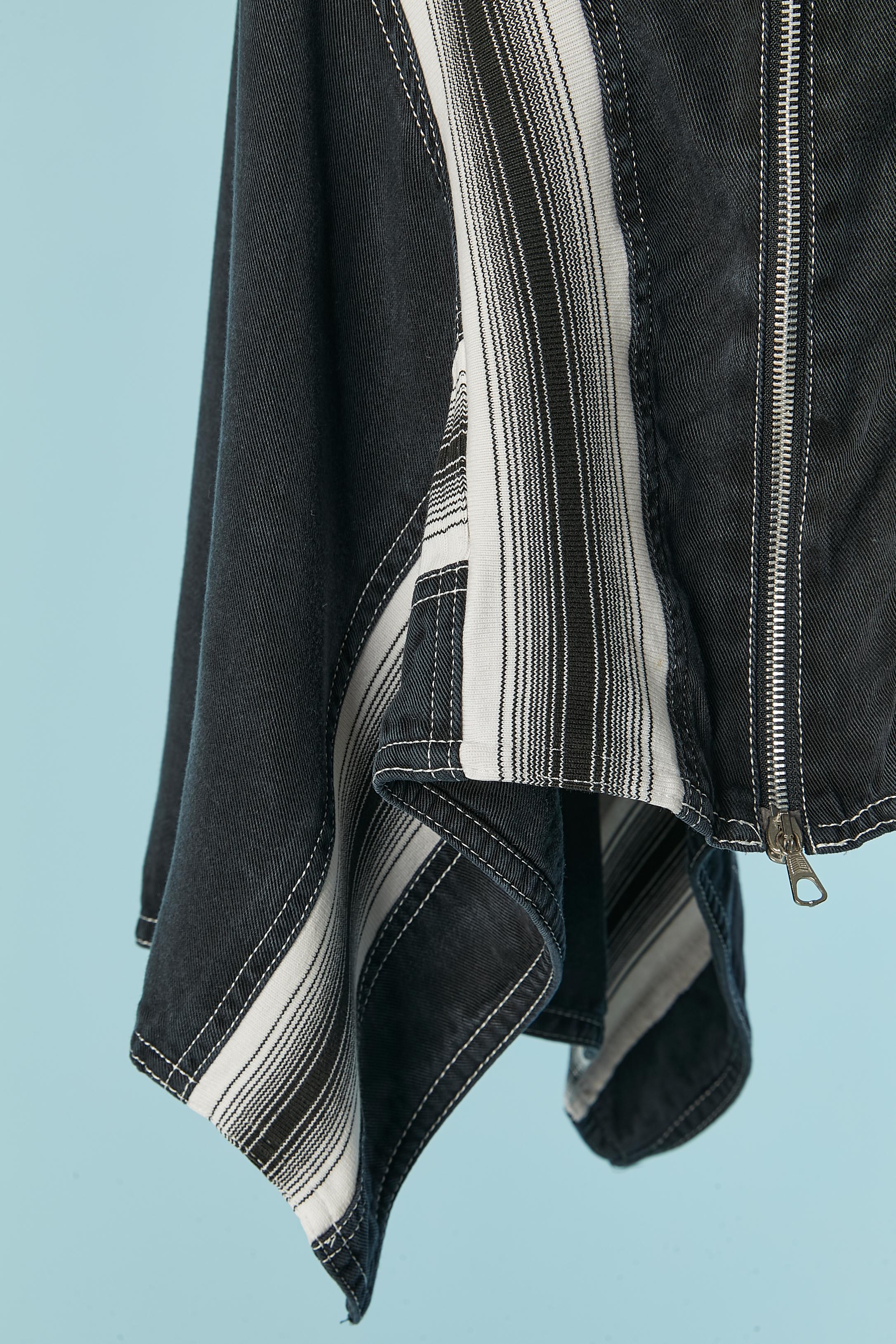 Noir Jupe asymétrique avec côtes rayées JEAN-PAUL GAULTIER JEANS en vente
