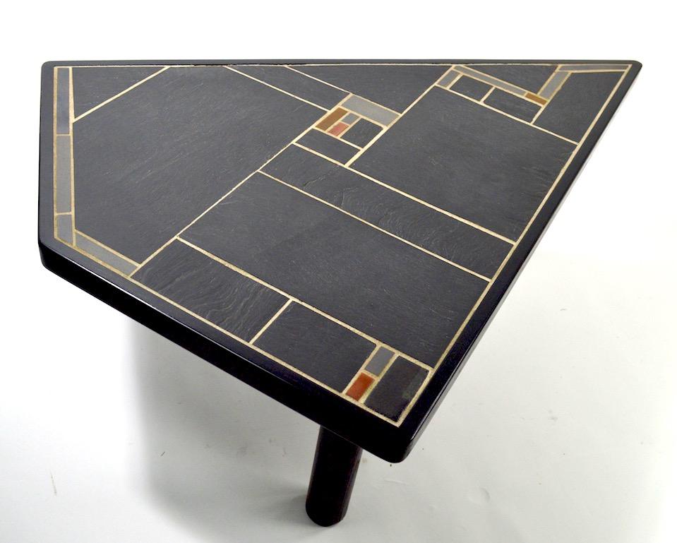 Scandinavian Modern Asymmetrical Slate Tile-Top Table Made in Denmark by Sallingboe Jelling