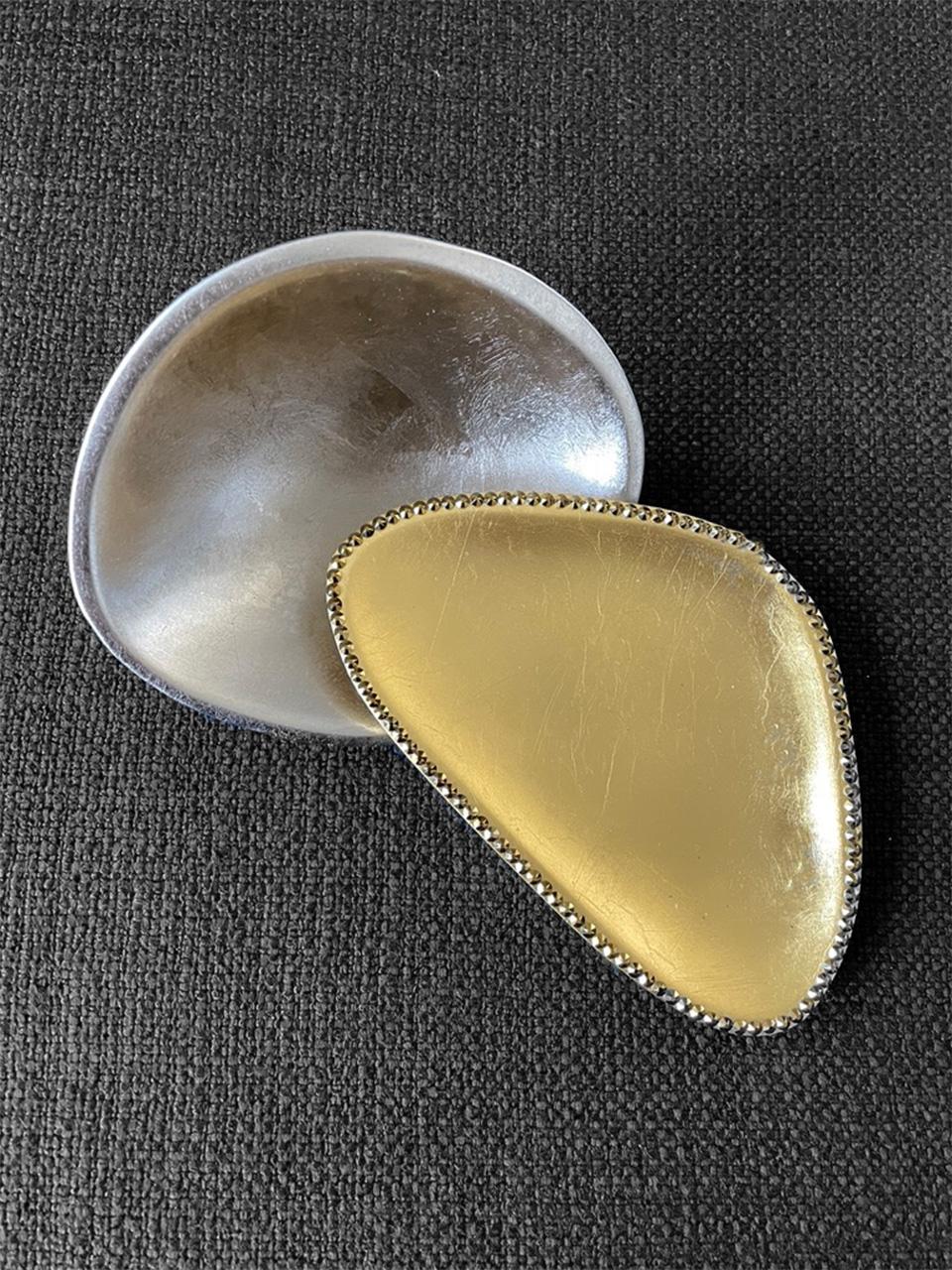 Modern Asymmetrical Small Metal Dish Crystals For Sale