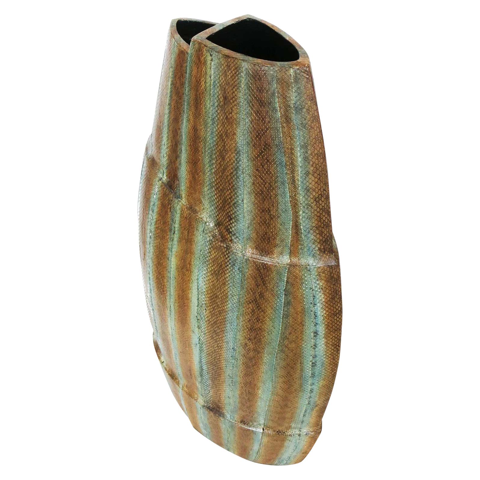 Asymmetrical Snake Skin Wrapped Resin Vase
