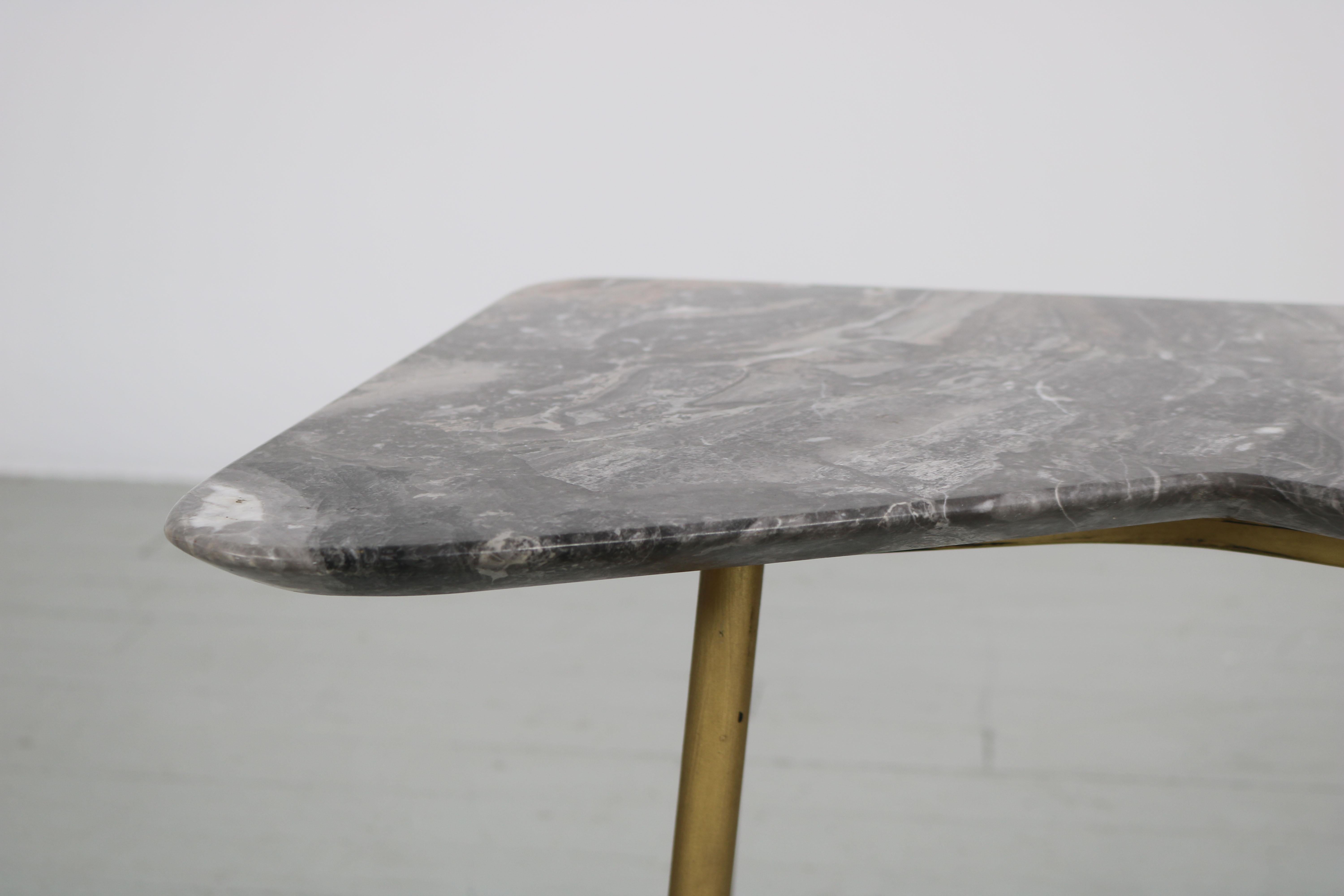 Asymmetrical Sofa Table with Marble Top, Italy, 1950s For Sale 1