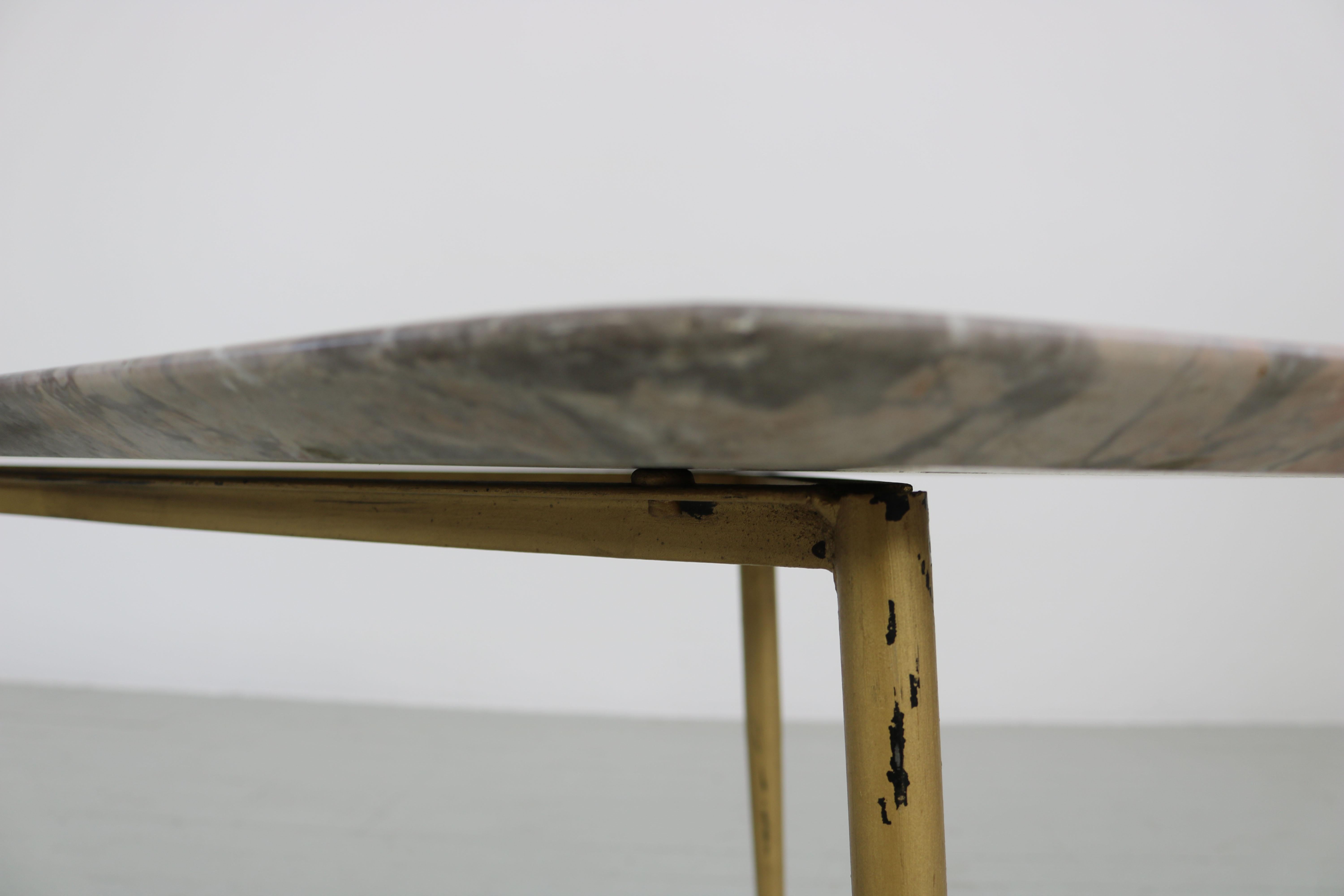 Asymmetrical Sofa Table with Marble Top, Italy, 1950s For Sale 2