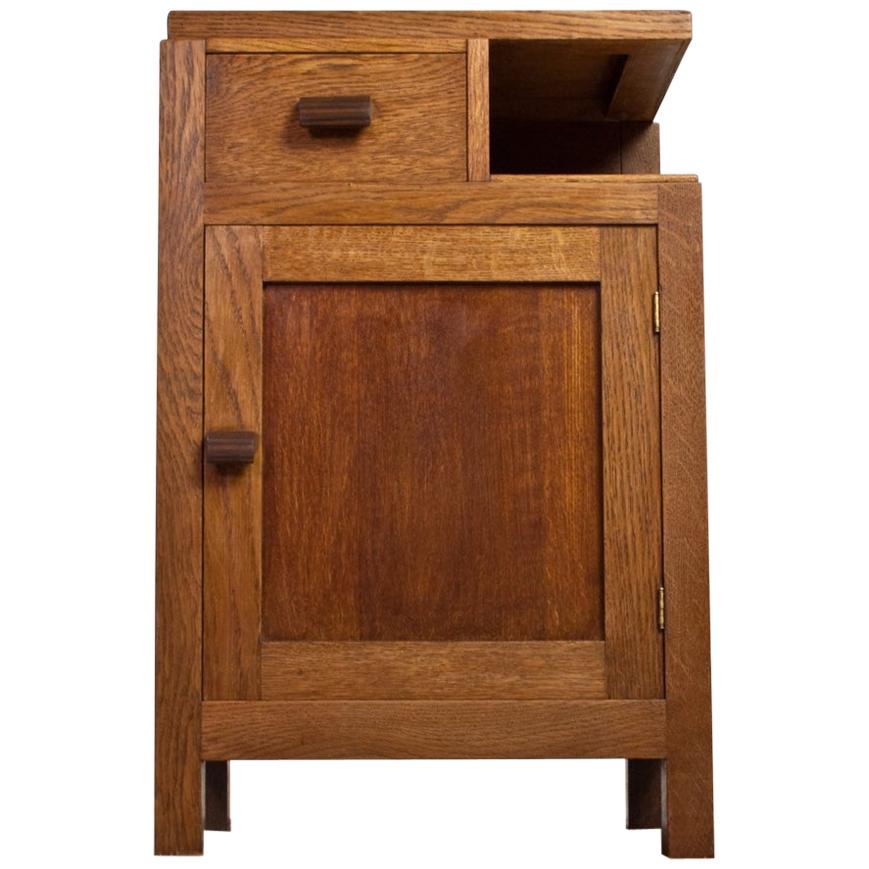 Asymmetrical Storage Cabinet in Solid Oak, 1930s Art Deco