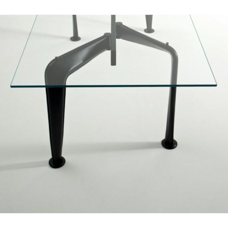 Modern Asymmetrical Table, Black Leather by Colé Italia For Sale
