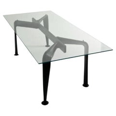 Asymmetrical Table, Black Leather by Colé Italia