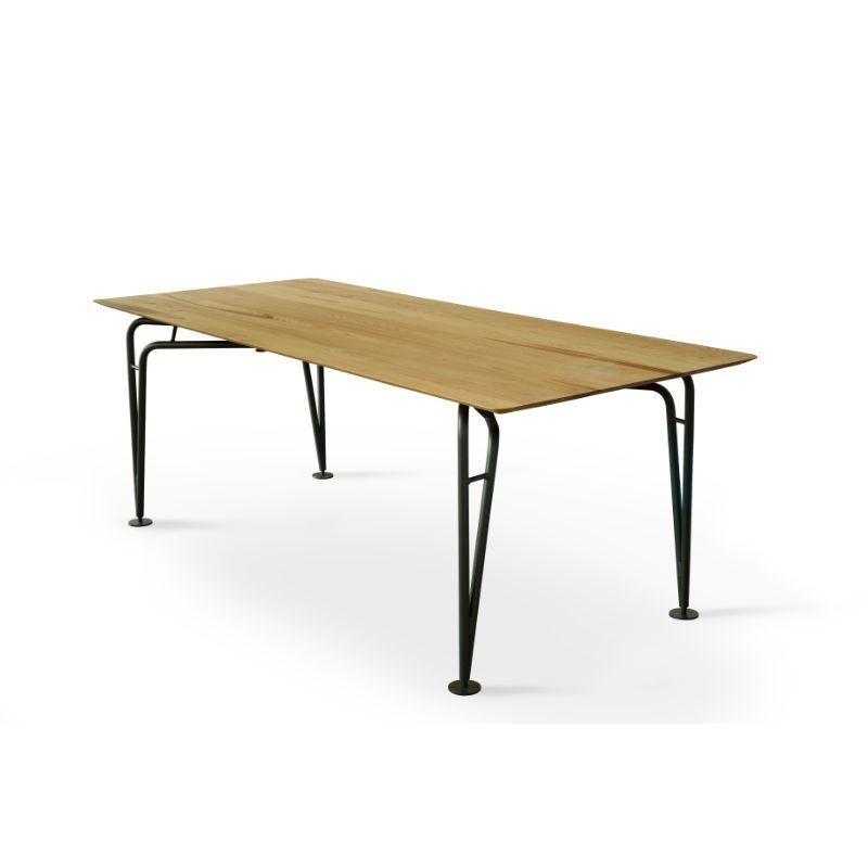 Asymmetrical table, naked by Colé Italia with Aksu/Suardi
Dimensions: H.75, W.210, D.90 cm
Materials: 4 pivoting legs structure and beam in steel. Top in solid oak wood with rounded corners

Also available: Asymmetrical black leather,