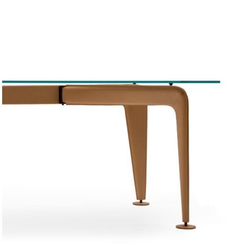 Modern Asymmetrical Table, Natural Leather by Colé Italia For Sale