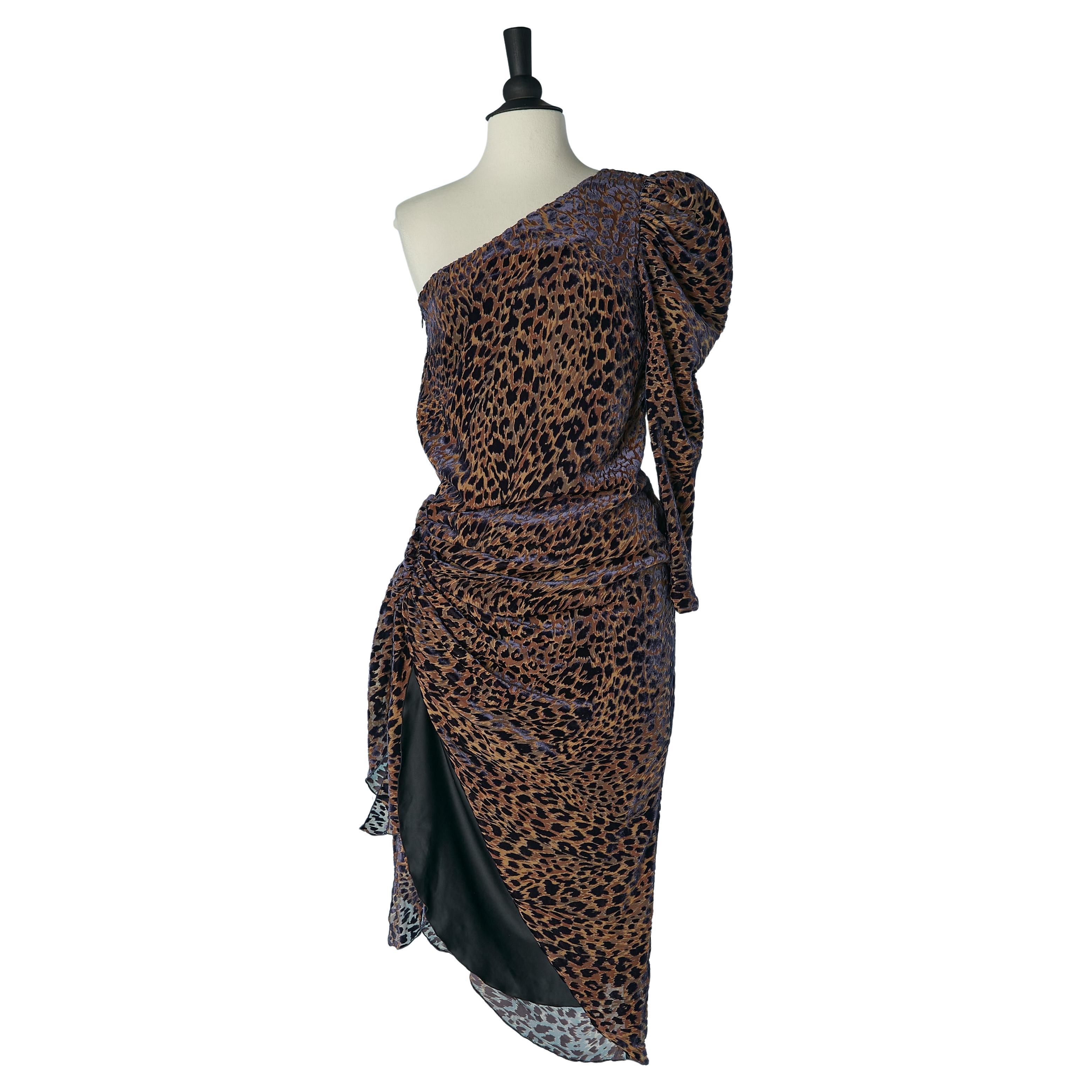 Robe du soir asymétrique en velours dévoré  Guiseppe di Morabito NEUVE