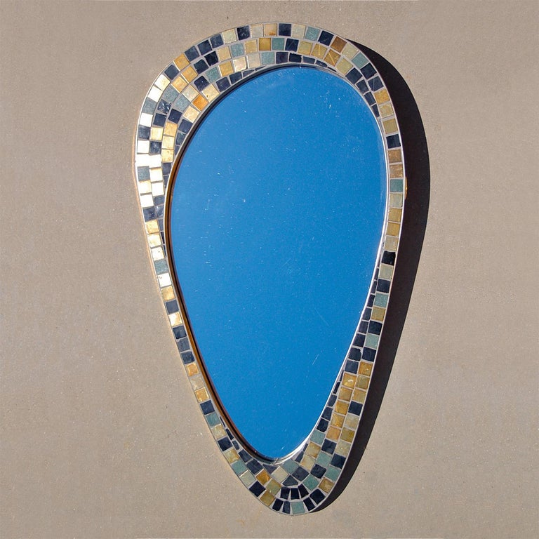 Berthold Muller style Asymmetrical Wall Mirror in Black and Gold Mosaic
