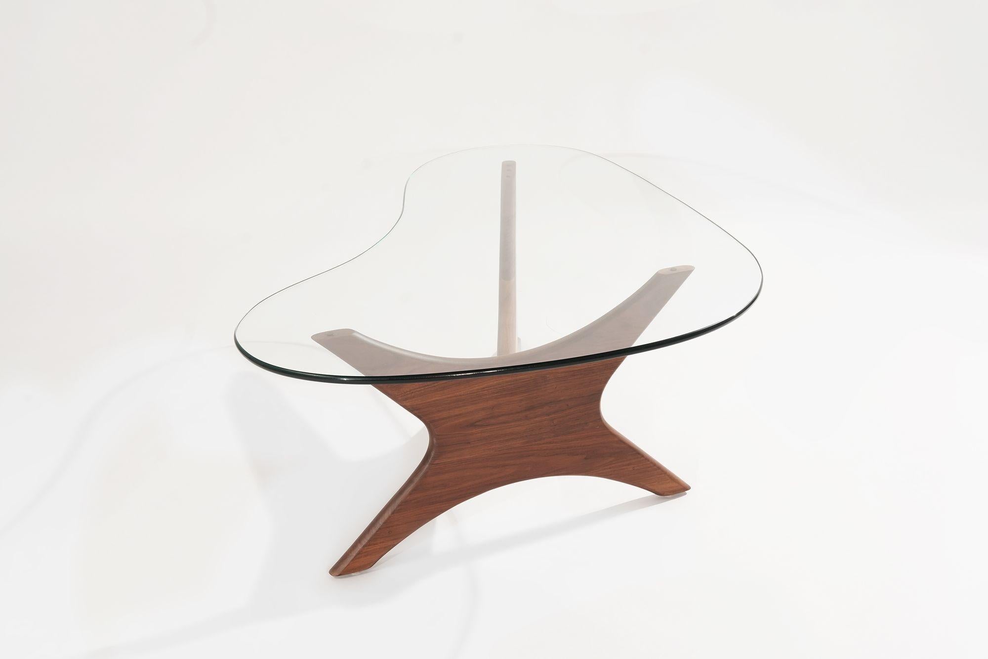 Glass Asymmetrical Walnut Cocktail Table by Adrian Pearsall, C. 1950s