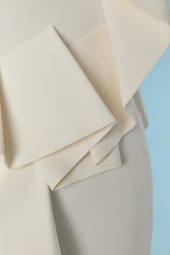 Asymmetrical white rayon dress with ruffles ALEXANDRE VAUTHIER