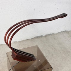 Asymmetrical wood desk lamp from France, 1980s