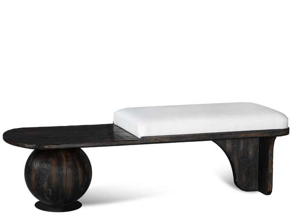 Asymmetrical wood Evran bench with a sphere and solid leg For Sale at ...