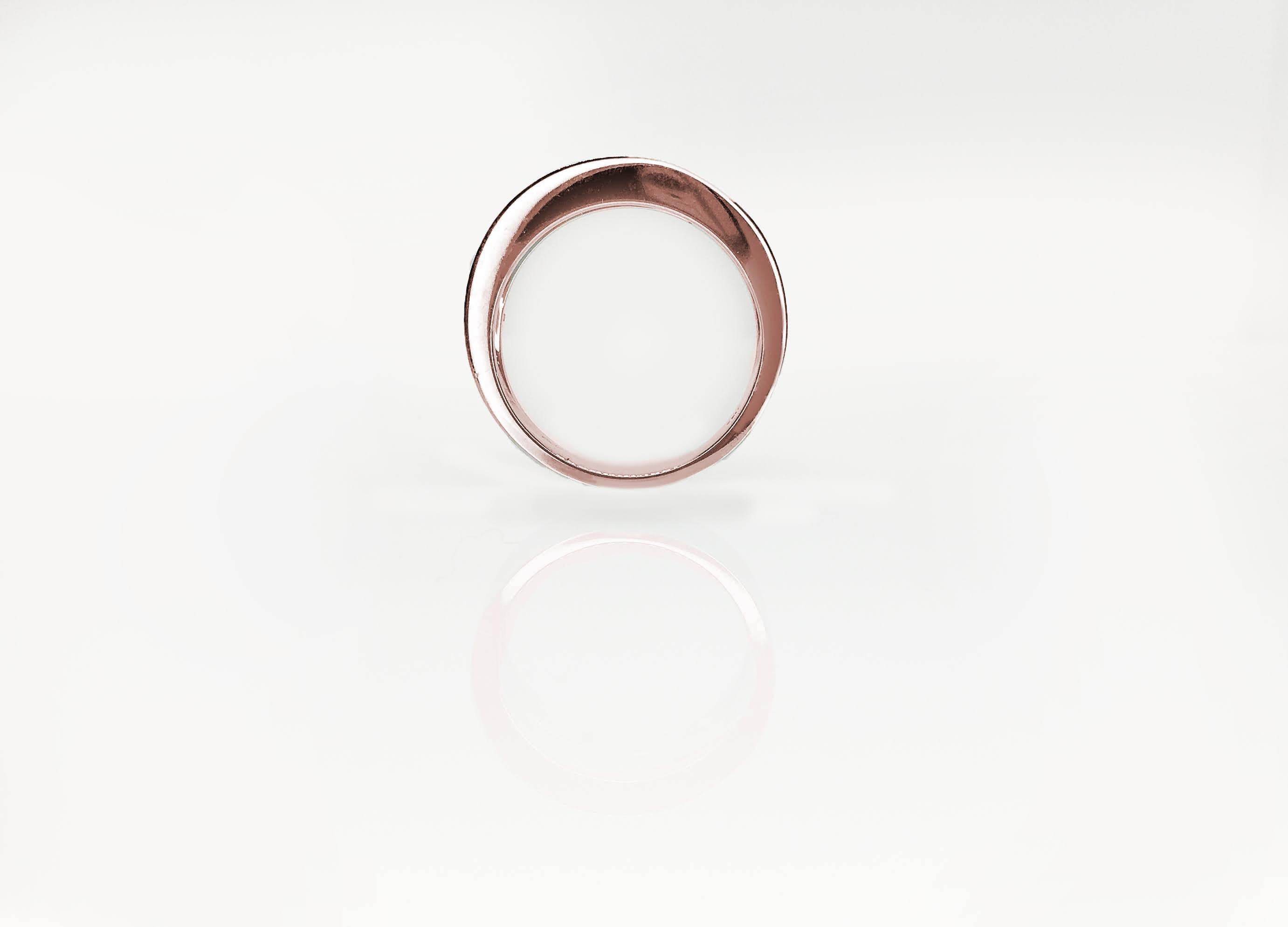 For Sale:  Asymmetrically Set Solitaire Sapphire Rose Gold Ring 4
