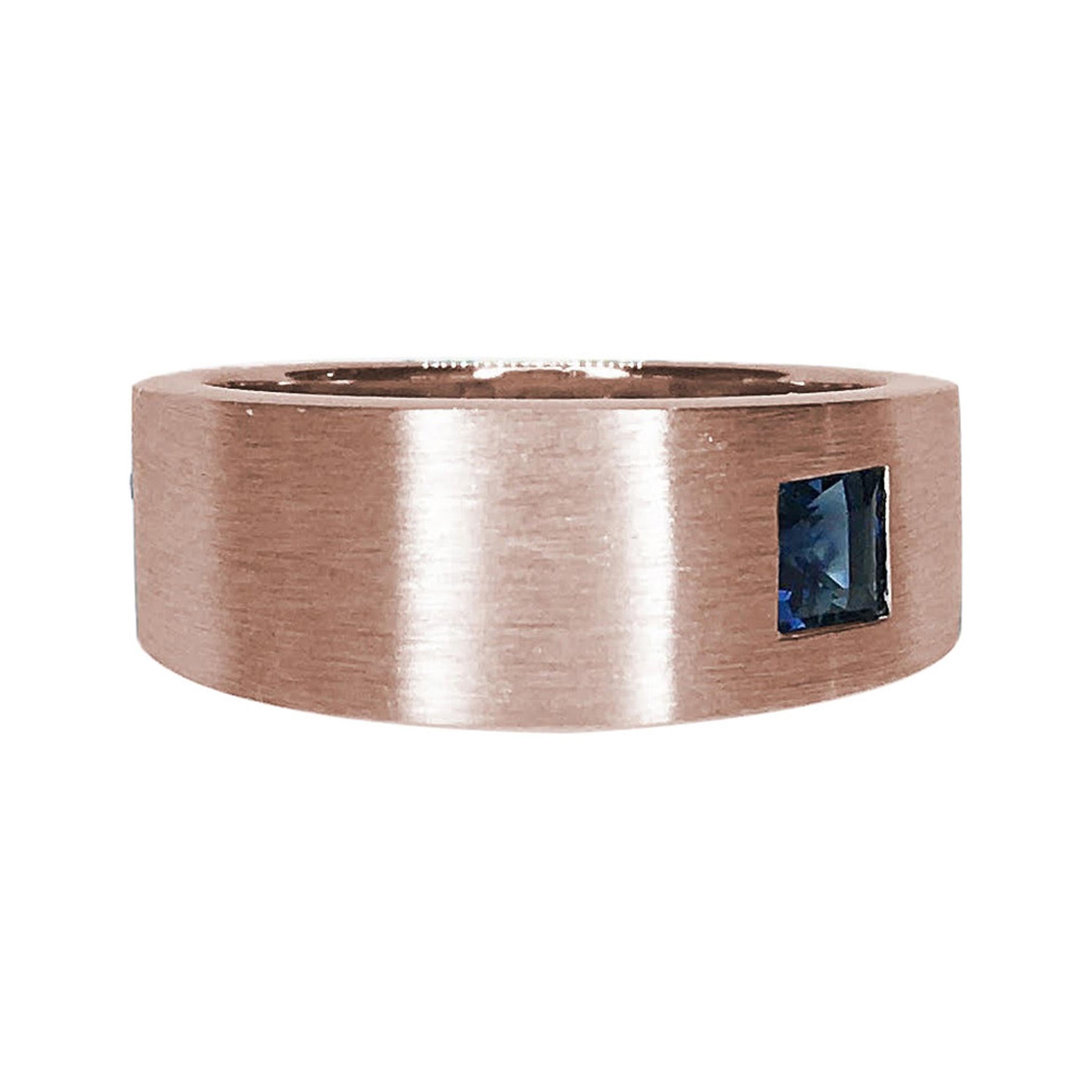 For Sale:  Asymmetrically Set Solitaire Sapphire Rose Gold Ring