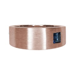Asymmetrically Set Solitaire Sapphire Rose Gold Ring