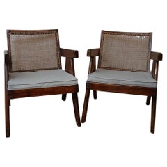 Asymmetry V Legs Pair of Easy Armchairs Designed Pierre Jeanneret for Chandigarh