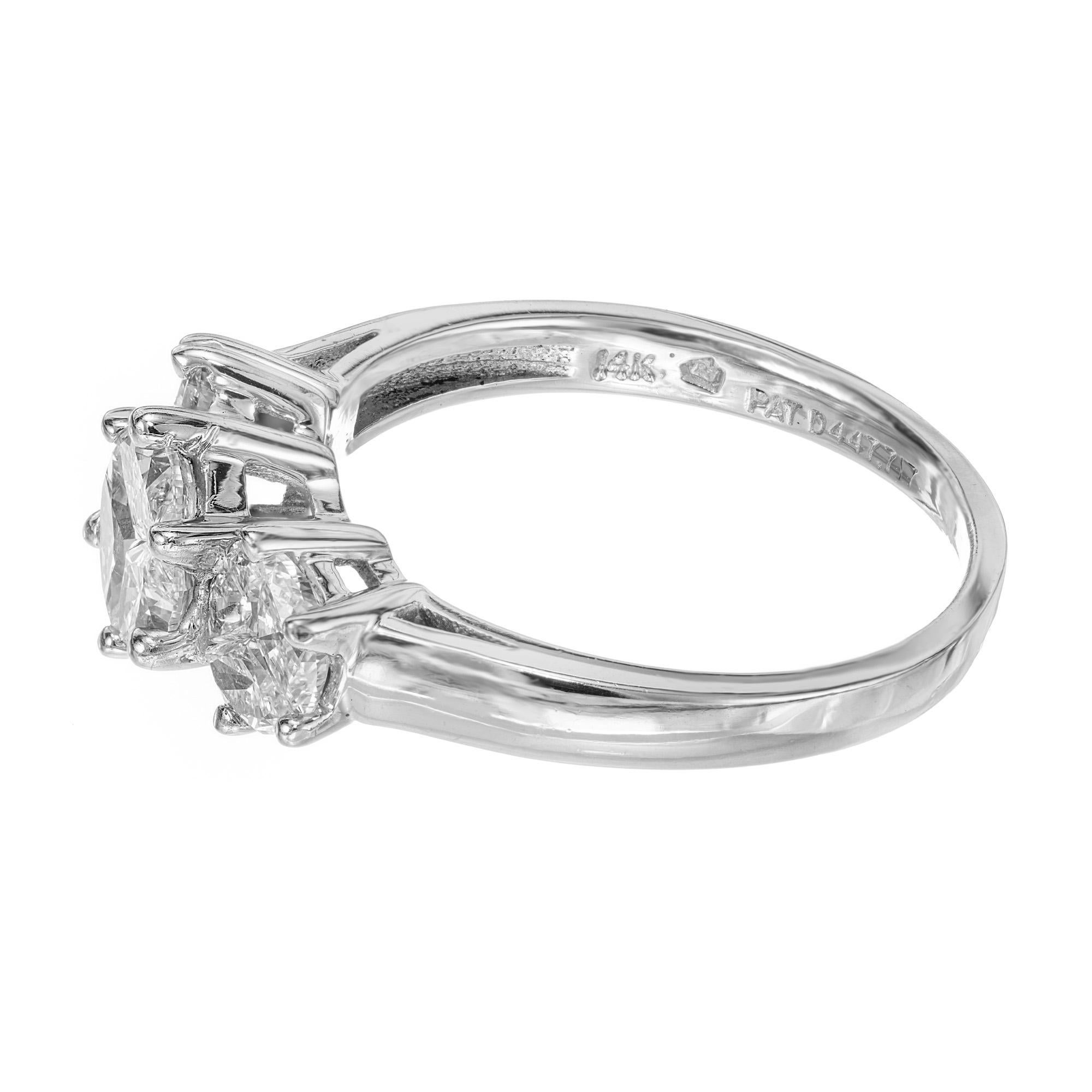 Marquise Cut AT 1.59 Carat Nine Diamond White Gold Engagement Ring For Sale