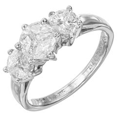 Antique AT 1.59 Carat Nine Diamond White Gold Engagement Ring