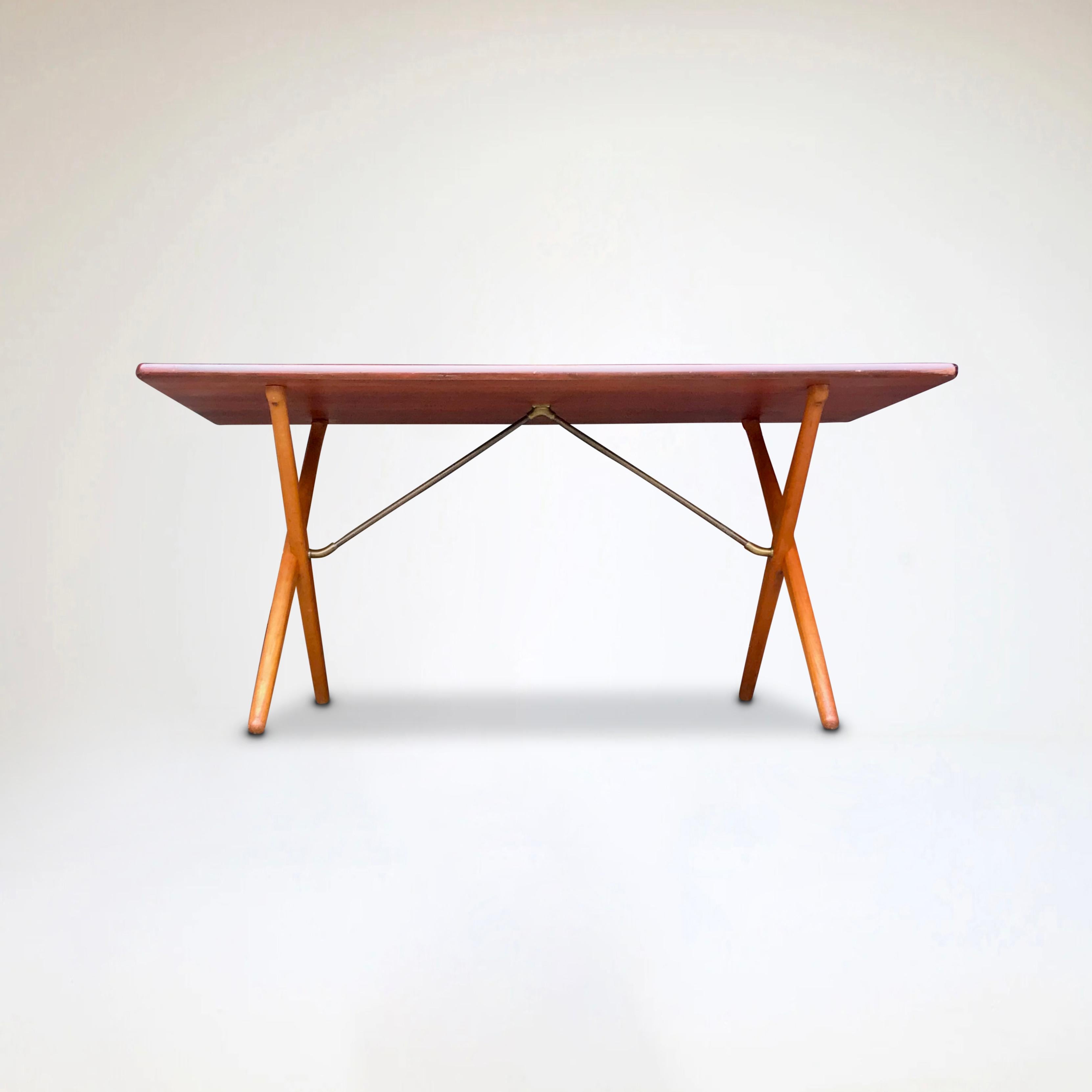 AT-303 Sawbuck oak dining table by Hans Wegner for Andreas Tuck 1950s For Sale 5
