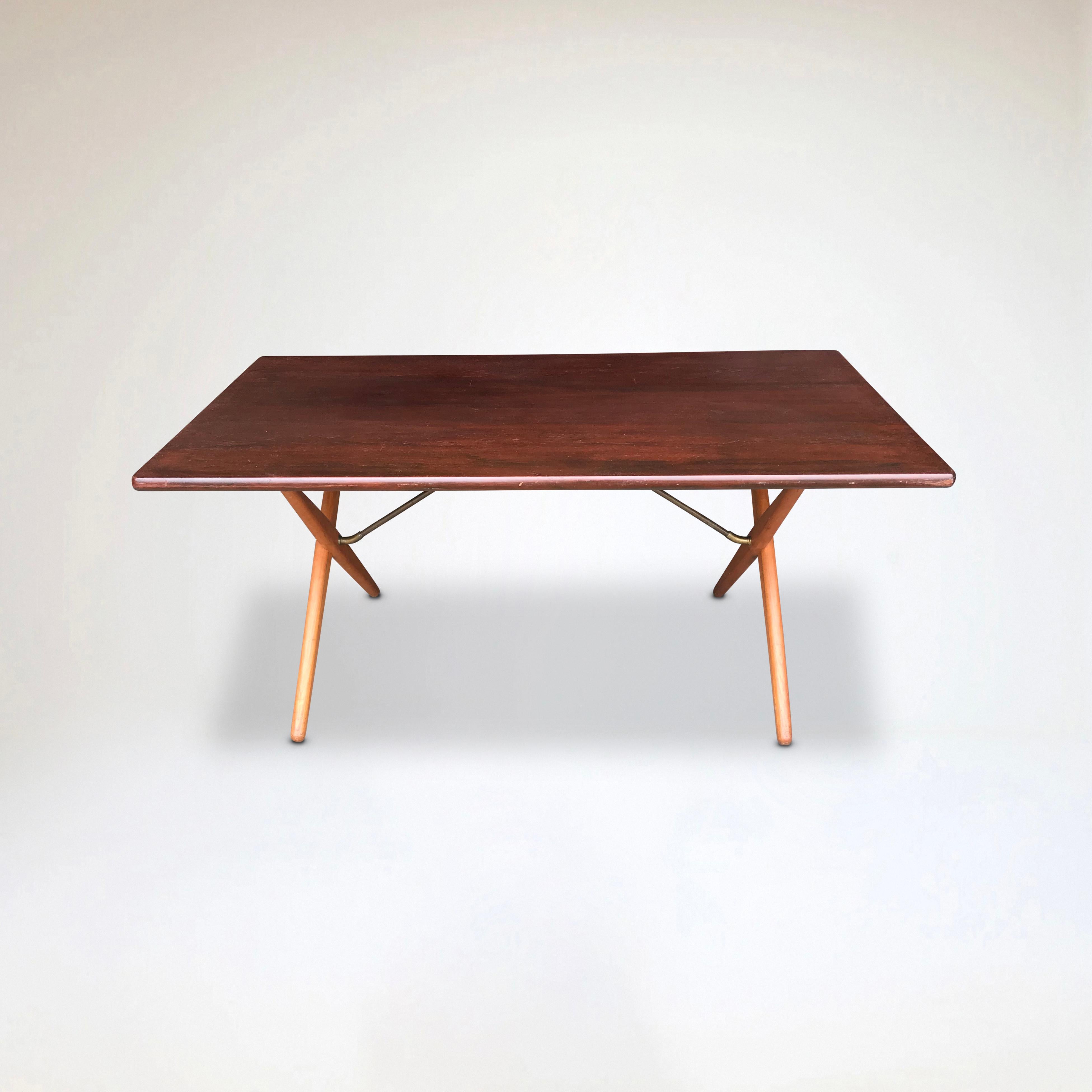 Mid-20th Century AT-303 Sawbuck oak dining table by Hans Wegner for Andreas Tuck 1950s For Sale