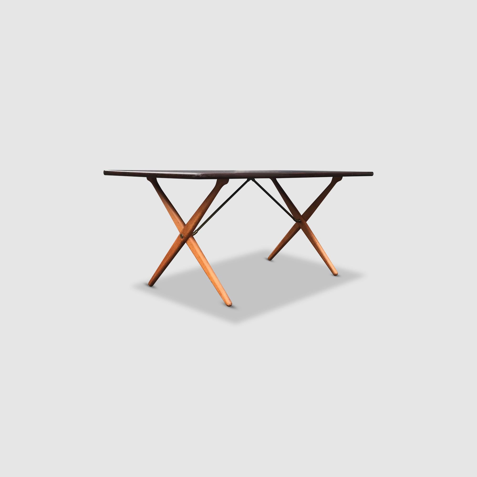 Mid-Century Modern AT-303 Sawbuck oak dining table by Hans Wegner for Andreas Tuck 1950s For Sale