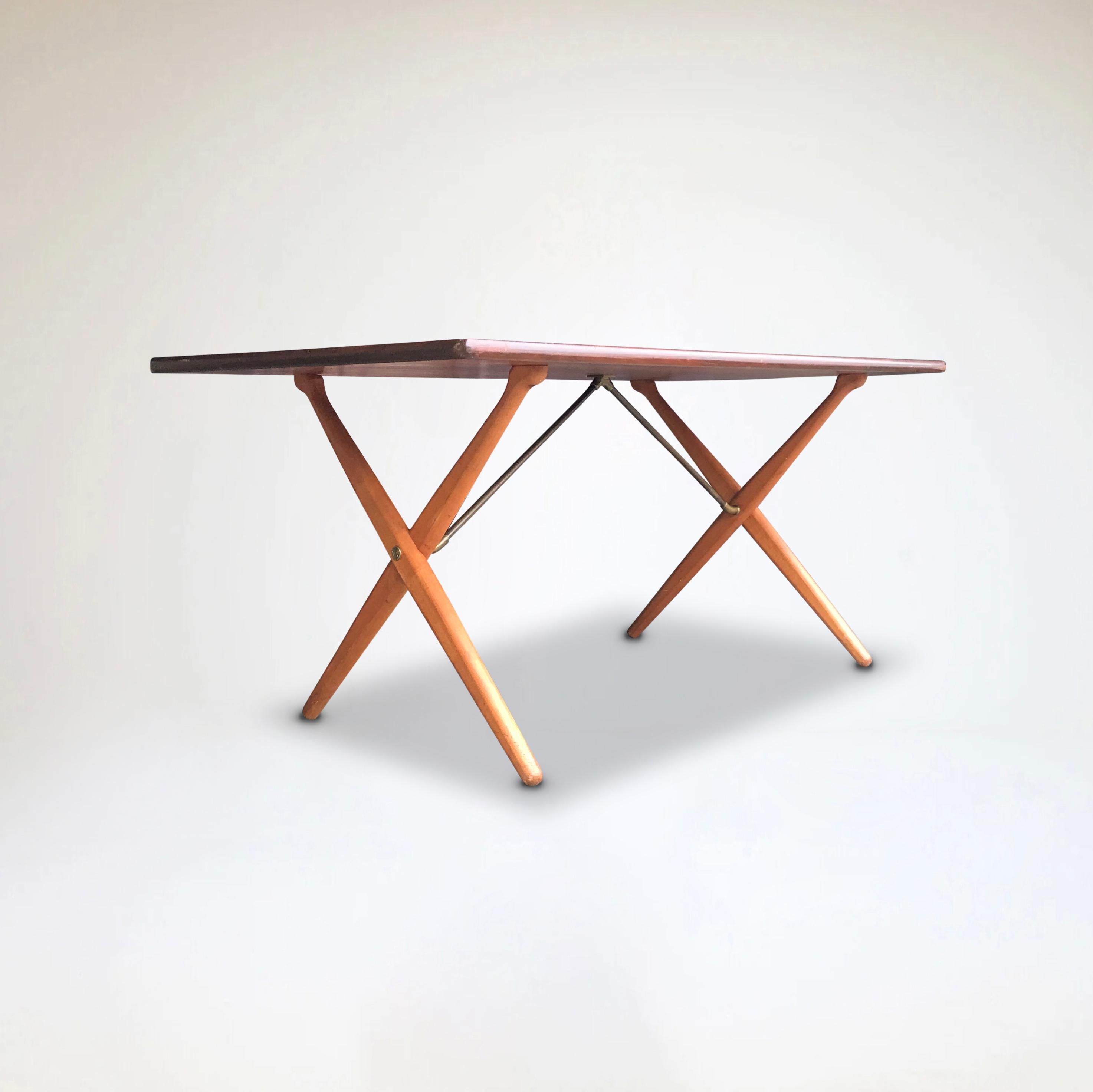 AT-303 Sawbuck oak dining table by Hans Wegner for Andreas Tuck 1950s For Sale 2