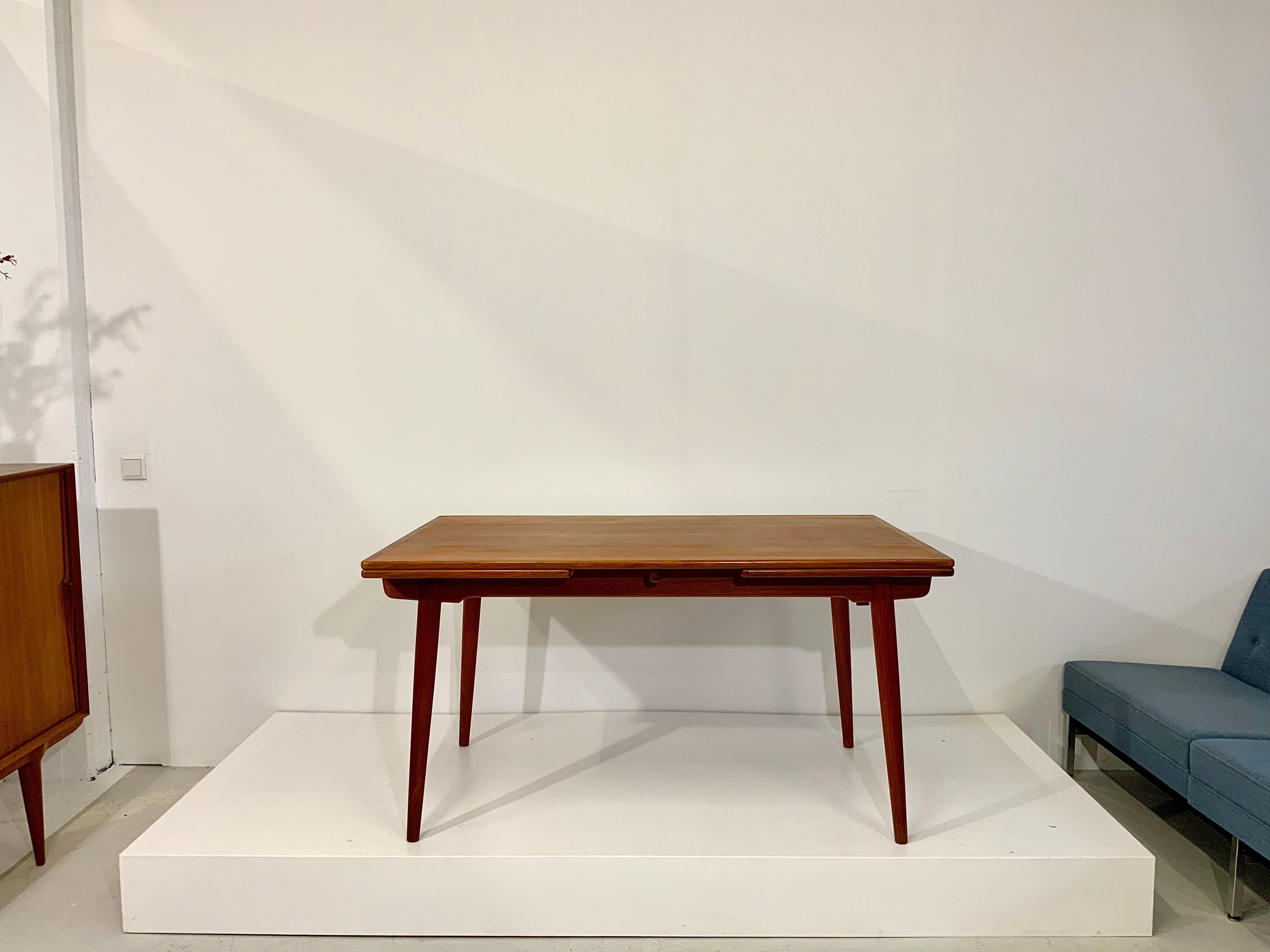 Scandinavian Modern AT-312 Hans Wegner for Andreas Tuck Oak & Teak Midcentury Dining Table, Denmark