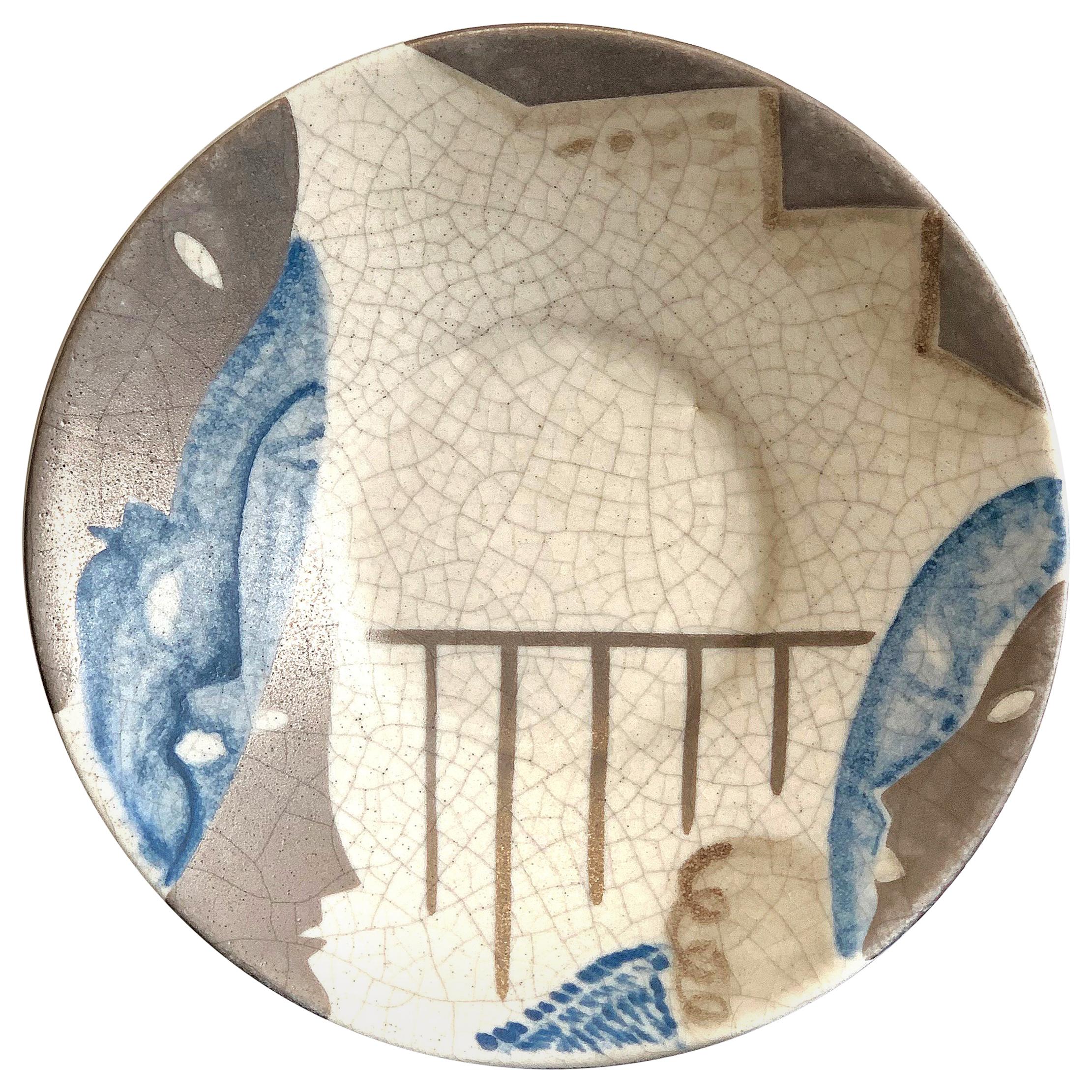 "At Balcony's Edge, " Masterful Art Deco-Cubist Bowl, Claude Levy for Primavera For Sale