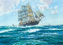 "At Full Sail" A Clipper Ship Watercolor by Montague Dawson