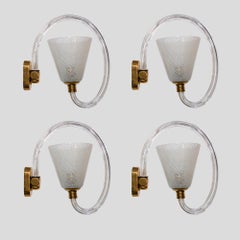 Lote de 4 apliques Reticello de diseño italiano de finales de 1940 de Seguso