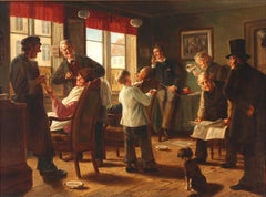 At the Barber Painting by Harald Schiødte