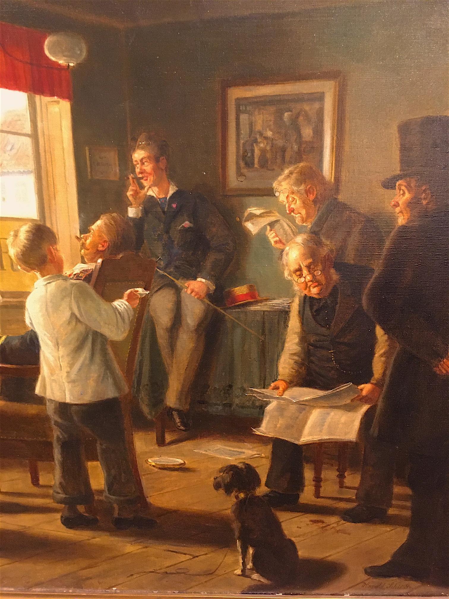 At the Barber Painting by Harald Schiødte In Good Condition For Sale In Hudson, NY