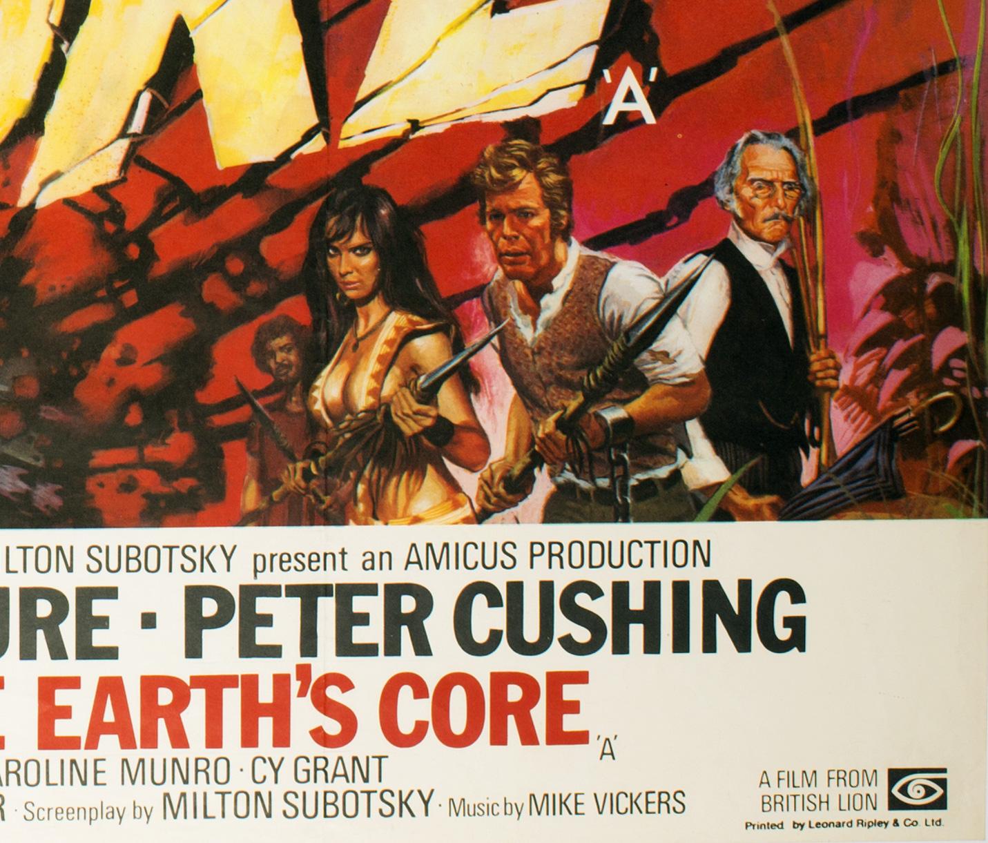 Some more superb Chantrell artwork features on the Amicus and AIP co-produced vintage classic movie based on Edgar Rice Burroughs' At The Earth's Core. 

Film poster in fantastic, unrestored condition. Really strong colors.

Near mint/mint