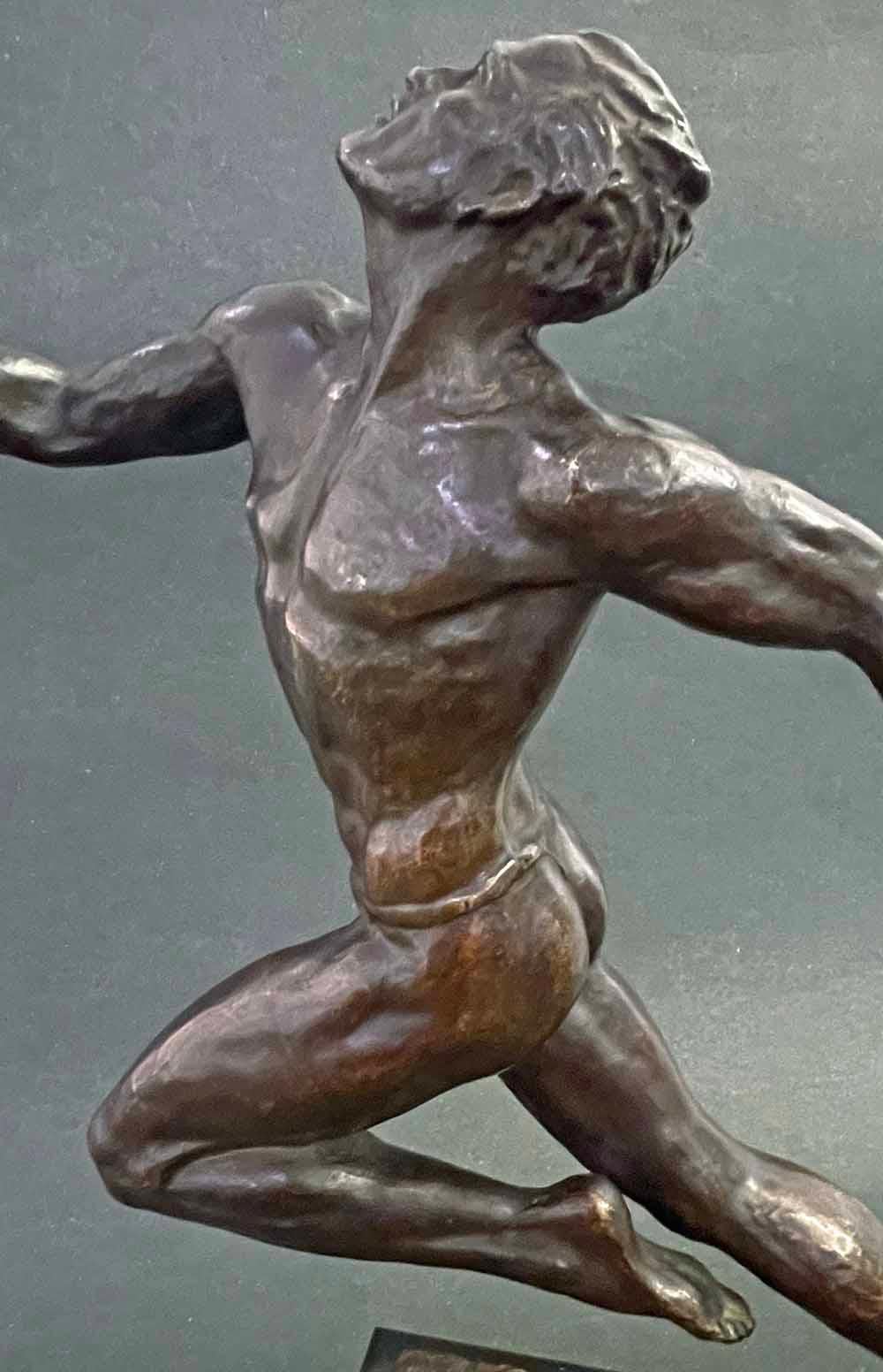 Moulage « At the Finish Line, « Rare Art Deco Bronze Runner with Nude Male, Le Faguays en vente