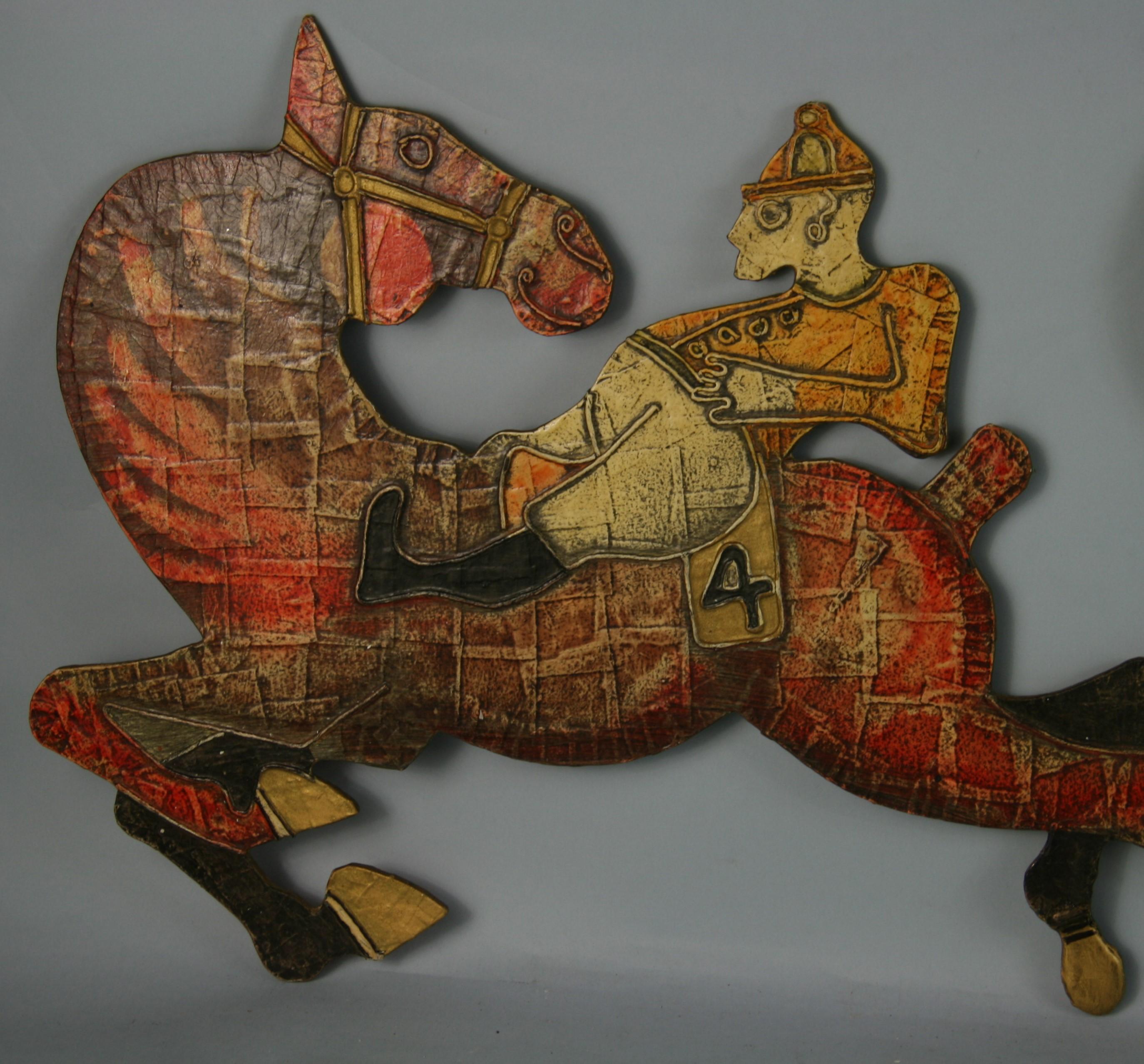 At the Racetrack 4 Piece  Equestrian Wall Sculpture 1