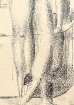 "at the Swimming POOL, " Ghostly Male Nudes, Art Deco Drawing, Late 1940s