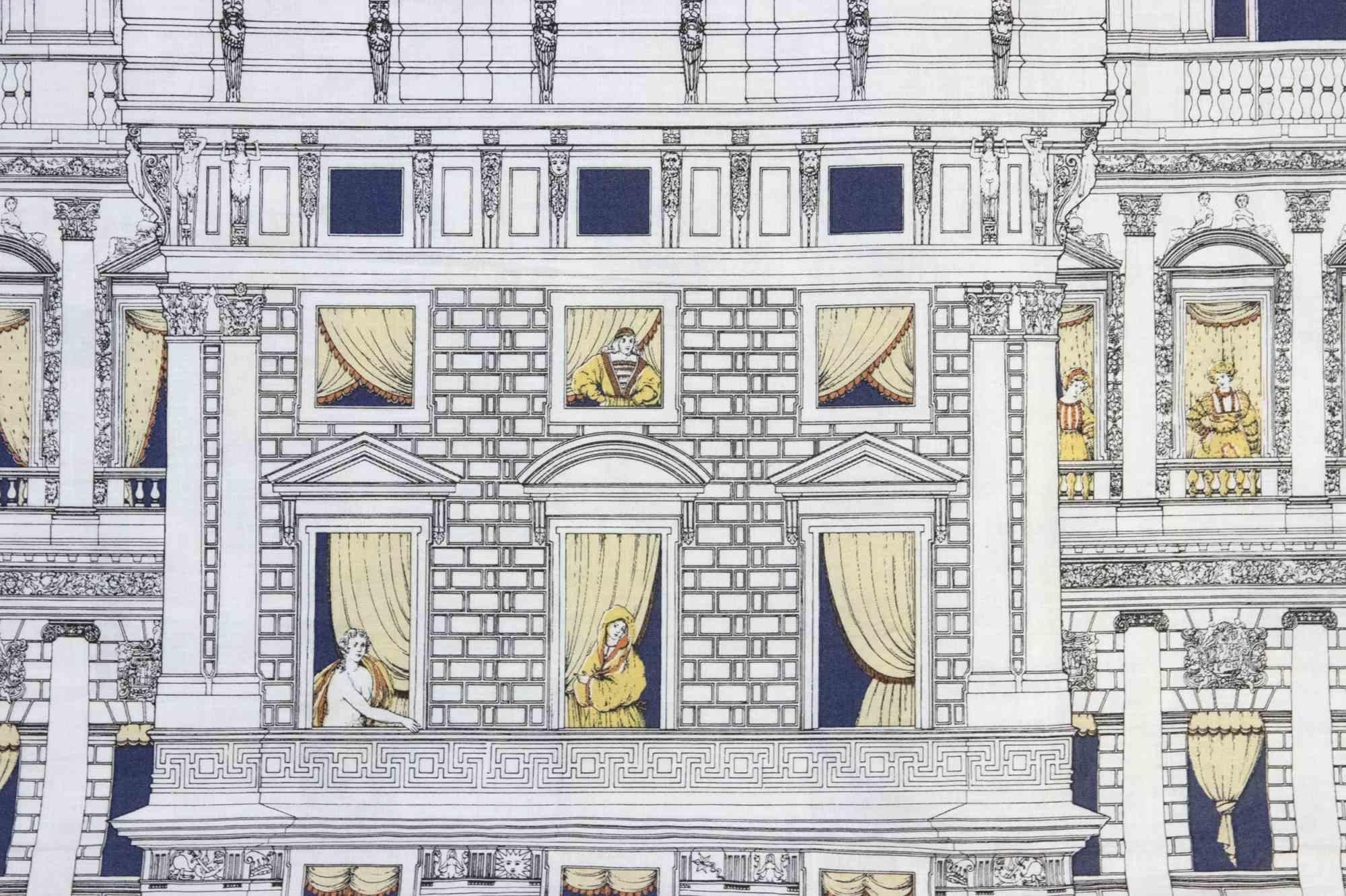 Tissu At the Window de Piero Fornasetti, 1980 Bon état - En vente à Roma, IT