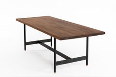 AT10 Dining Table with Walnut Top and H Shaped Steel Base by Atlas Industries