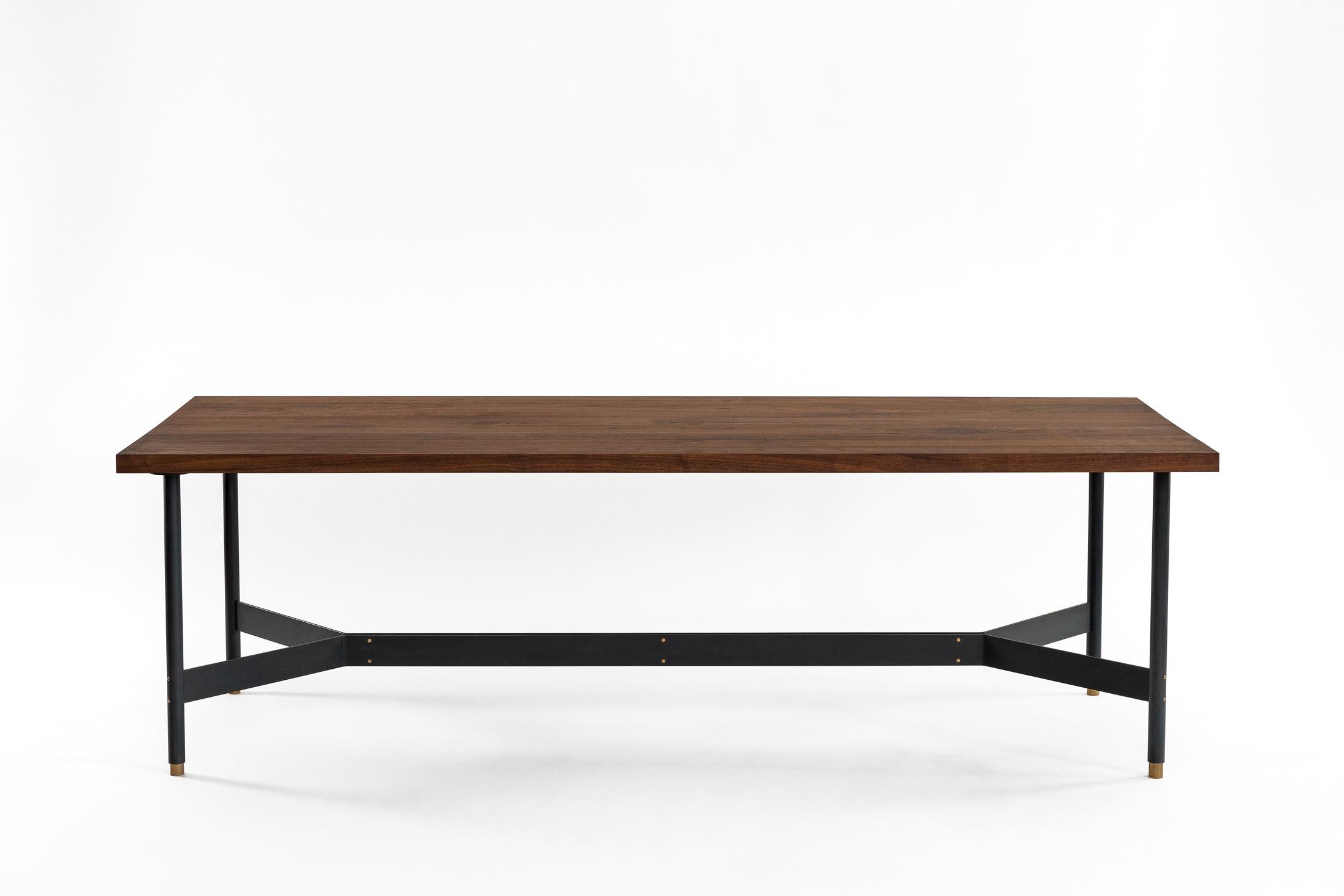 American AT11, Solid Walnut & Blackened Steel Dining Table, Work Table, Desk For Sale