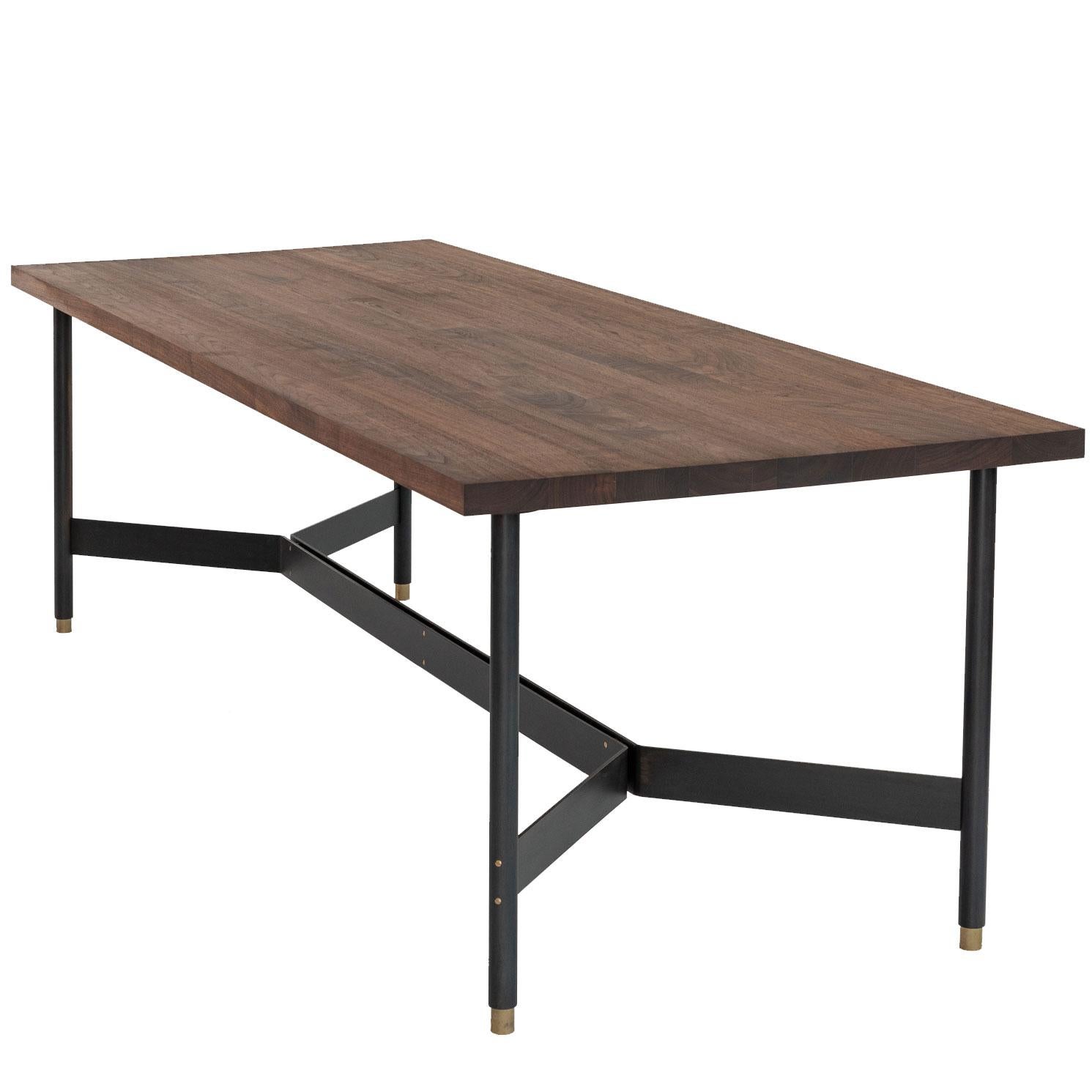 AT11, Handmade Solid Walnut & Blackened Steel Dining Table, Work Table, Desk