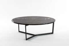 AT14 Round Coffee Table in Marble and Blackened Steel by Atlas Industries